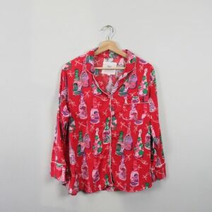 Print Fresh Womens Pajama Top Bottom S Red Pop the Bubbly Bottoms Organic Cotton